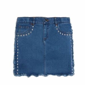 Frayed stretch denim skirt